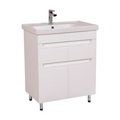 Тумба Aqua Rodos Омега 70 см белая с умывальником Frame - фото