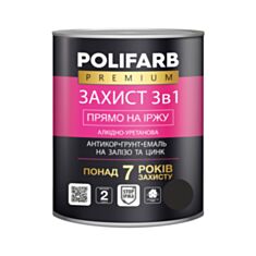 Емаль Polifarb Захист 3 в 1 антикорозійна графіт 2,5 кг - фото