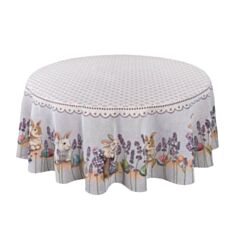 Скатертина гобеленова Limaso ROUND1018-160D Пасхальні мотиви 160 см - фото
