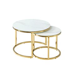 Комплект журнальних столиків Signal Muse II білий/золото - фото