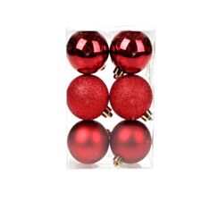 Набор елочных шаров пластиковых бордо BonaDi 147-590 6 шт 6 см - фото