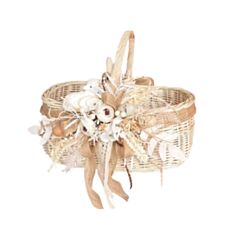 Корзина пасхальная Krasa Po Ukr be-44 Бежевая история с декором 35 см - фото