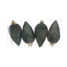 Набор елочных украшений BonaDi Шишки 47-092 8 см 4 шт зеленая хвоя - фото