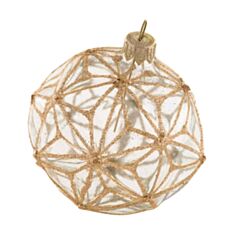 Елочная игрушка стеклянная ручной работы Orbital Звездочки 8 см золото - фото