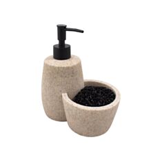 Дозатор жидкого мыла с отделением для губки Arino бежевый - фото