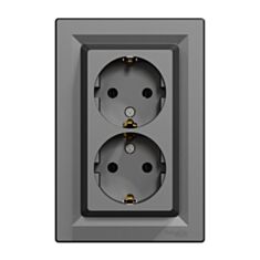 Розетка подвійна з заземленням Schneider Electric Asfora EPH9900171 антрацит - фото