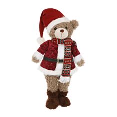 Игрушка новогодняя мягкая Мишка BonaDi 822-407 60 см бордовая - фото