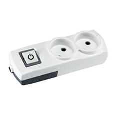 Колодка Violux 910130 2 гнезда без заземления с выключателем белая - фото