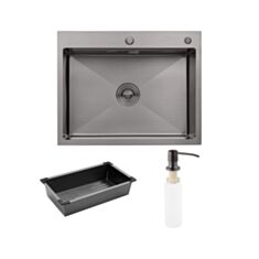 Кухонна мийка Kroner KRP PVD Schwarze-6350HM 3/1 мм 63*50 см - фото