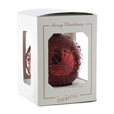 Елочная игрушка стеклянная ручной работы "Снежинка" Orbital 80 Д-201 бургунд глянец - фото