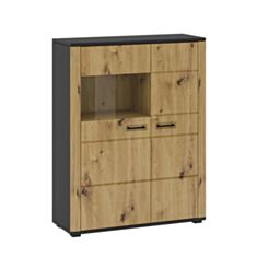 Вітрина низька Martin C дуб артізан/чорний - фото