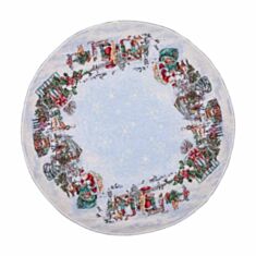 Скатертина новорічна гобеленова Limaso VILLAGE-90D з мереживом 90 см - фото