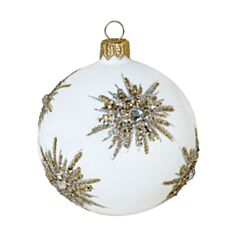 Елочная игрушка стеклянная ручной работы Orbital Д-363 8 см белый - фото