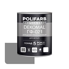 Грунтовка антикоррозийная Polifarb DekoMal ГФ-021 серая 0,9 кг - фото