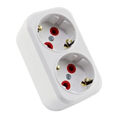 Разветвитель AY-KA 62-23-42 2 гнезда с заземлением белый - фото