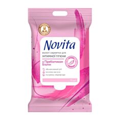 Вологі серветки Novita Intimate для інтимної гігієни з пробіотиком Біолін 15 шт - фото