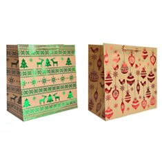 Пакет подарунковий Гулівер Новорічний орнамент 281702 38*38*20 см - фото