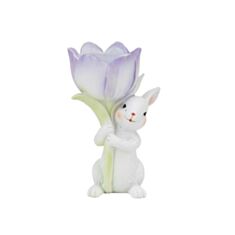 Підсвічник Elisey Кролик з фіолетовим тюльпаном 5105-006 12,5 см - фото