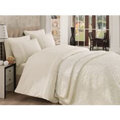 Комплект постельного белья Cotton Box Rainforce Emboss Ekru 2,0 с покрывалом - фото