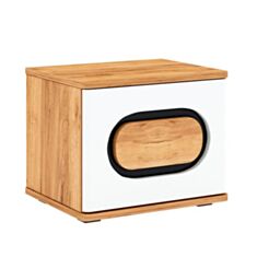 Тумба приліжкова Rodan X дуб крафт золотий/білий глянець - фото