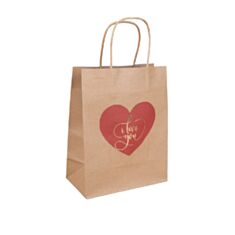 Пакет подарочный Decorize 1042-3 с сердцем 23*18*9 см беж - фото