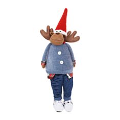 Игрушка новогодняя мягкая Олень BonaDi 877-435 64 см синяя с красным - фото