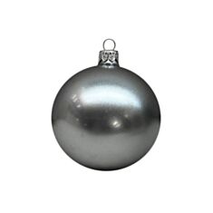 Ялинкова іграшка скляна ручної роботи "Недекорована" Orbital 8 см срібний металік - фото