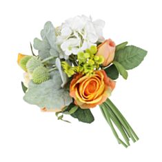 Декоративний букет троянди і гортензія BonaDi DY7-309 30 см білий помаранчевий - фото