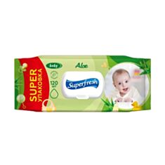 Вологі серветки SuperFresh для дітей та мам алое 120 шт - фото