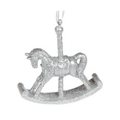 Игрушка на елку Лошадка BonaDi 829-509 8 см серебро - фото