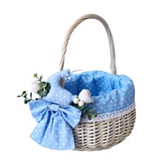 Корзина пасхальная HS №12 отбеленная лоза с украшением - фото