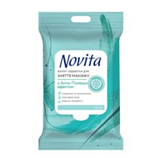 Вологі серветки Novita Make up для зняття макіяжу з морськими водоростями 15 шт - фото