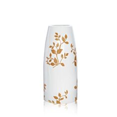 Ваза Eterna 2105 біла з бежевим листям 13*13*29см - фото