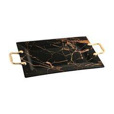 Блюдо з ручками Viva Marble Black S3235-Z306 35*22,5 см - фото