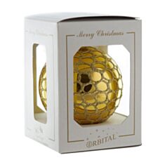 Ялинкова іграшка скляна ручної роботи "Соти" Orbital 80 Д-167 золотий глянець - фото