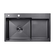 Кухонная мойка Kroner KRP PVD Schwarze-7848LHM левая 3/1 мм 78*48 см - фото