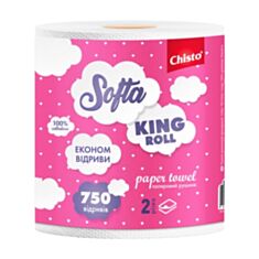 Рушник Chisto Softa King Roll целюлозний на гільзі двошаровий 1 шт - фото
