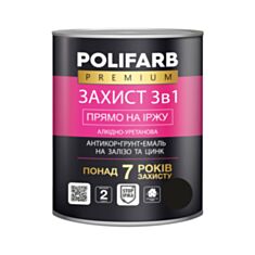 Емаль Polifarb Захист 3 в 1 антикорозійна чорна 2,5 кг - фото