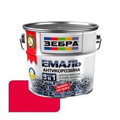 Емаль антикорозійна Zebra 75 червона 0,75 л - фото