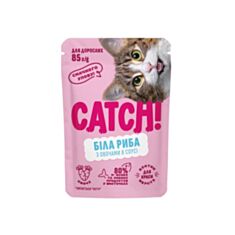 Корм для дорослих котів Catch! Біла риба та овочі в соусі 85 г - фото