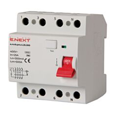 Выключатель дифференциального тока E.NEXT p003027 4p 25A, 300 mA  - фото