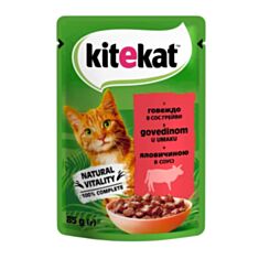 Корм для котів Kitekat Яловичина в соусі 85 г - фото