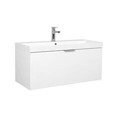 Тумба Aqua Rodos Fabio белая матовая с умывальником Fabio 100 см - фото