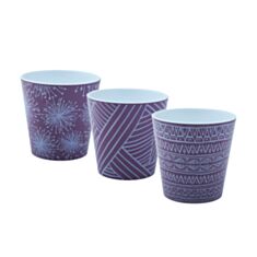 Горшок Алеана Деко со вставкой 114040 с декором Этно 13*12,5 фиолетовый/белый - фото