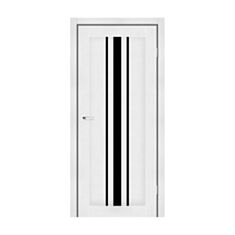 Міжкімнатні двері StilDoors Arizona 800 мм Біле Дерево чорне скло - фото