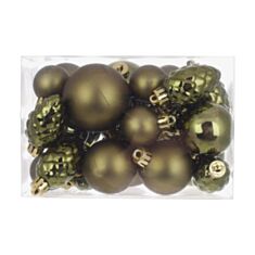 Набор елочных шаров и шишек BonaDi 47-175 25 шт хаки - фото