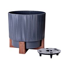  Горшок Алеана Осло 128024 со вставкой та декоративной подставкой 20*20 см гранит Wood - фото