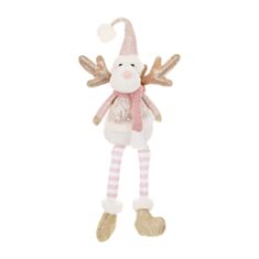 Іграшка новорічна м'яка Сидячий Олень BonaDi 822-410 60 см рожева - фото