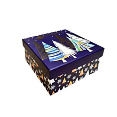 Коробка подарункова Дім Упаковки Новорічна ніч 460390671 14,5*14,5*7,5 см - фото