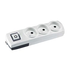 Колодка Violux 910170 3 гнізда без заземлення з вимикачем біла - фото